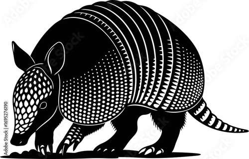 ninebanded armadillo silhouette icon of nocturnal charm, desert stealth, and ancient resilience, isolated on transparent background