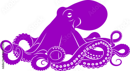 mysterious purple octopus silhouette ocean enigma, deep sea mystery, art design, isolated on transparent background