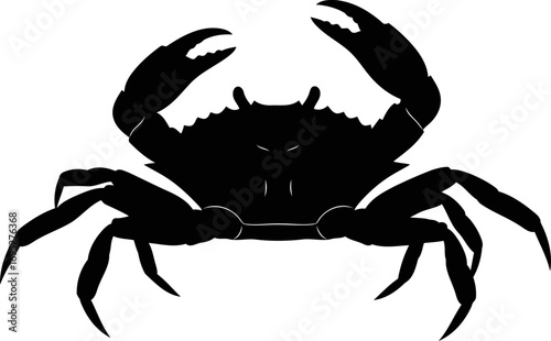 oceans stealthy hunter black crab silhouette, icon of coastal power and mysterious depth, isolated on transparent background