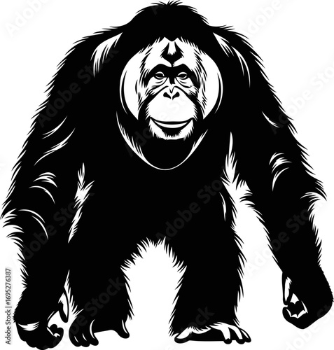 orangutan silhouette majestic ape, gentle giant, symbol of rainforest wisdom, isolated on transparent background