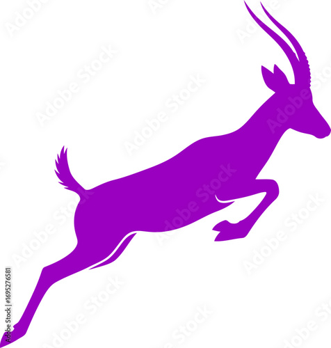 purple antelopes graceful leap a silhouette of effortless power and freedom, isolated on transparent background