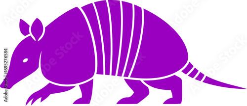 purple armadillo silhouette emblem of armored resilience, night prowler, and desert mystery, isolated on transparent background