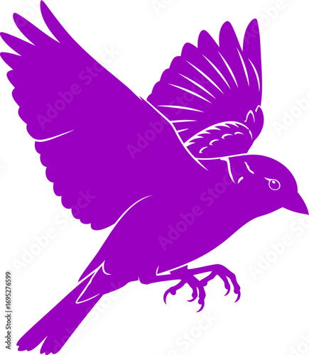 purple bird silhouette a flight of freedom, grace, and ethereal beauty, isolated on transparent background