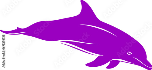 purple dolphin silhouette icon of aquatic grace, oceanic freedom, and pure joy, isolated on transparent background
