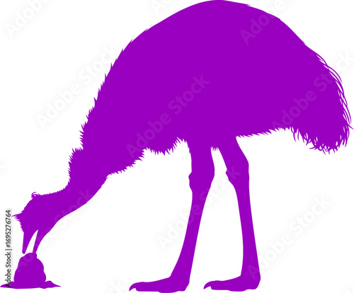 purple emu silhouette a icon of outback serenity and grounded grace, isolated on transparent background