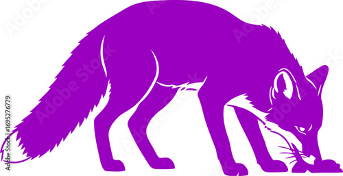 purple fox silhouette a hunts silent grace and stealthy power, isolated on transparent background