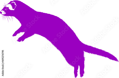 purple ferret silhouette a icon of playful energy and mischievous charm, isolated on transparent background