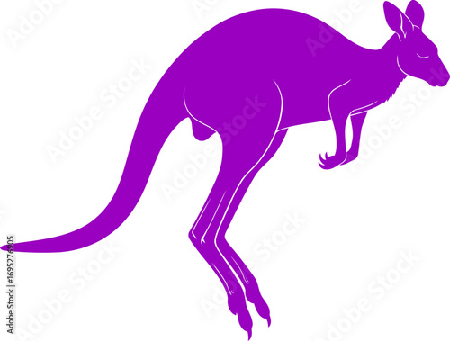 purple kangaroo silhouette a icon of australian outback power and graceful leap, isolated on transparent background