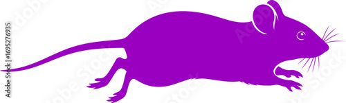 purple mouse silhouette emblem of nighttime stealth, agile movement, and secret missions, isolated on transparent background