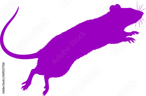 purple rats energetic leap silhouette of dynamic movement and unexpected charm, isolated on transparent background