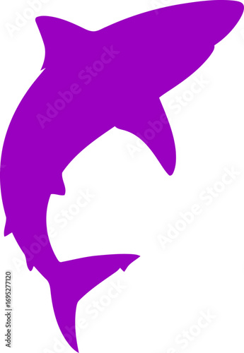 purple sharks energetic leap silhouette of aquatic power, dynamic movement, and oceanic freedom, isolated on transparent background