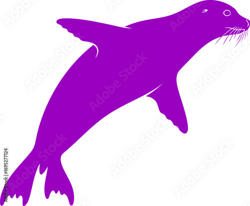 purple seal silhouette a graceful leap of aquatic joy and playful energy, isolated on transparent background