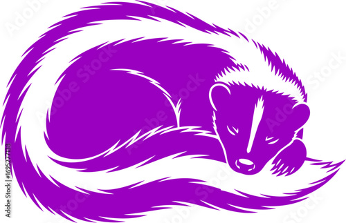 purple skunks peaceful slumber a silhouette of nighttime tranquility, isolated on transparent background
