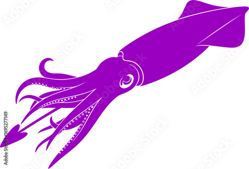 purple squid silhouette art of oceanic depth and mysterious grace, isolated on transparent background