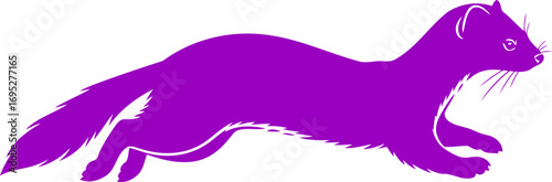 purple stoat silhouette elegant, stealthy, and graceful hunter design, isolated on transparent background