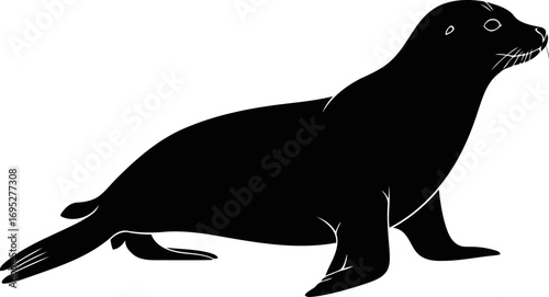 sea lion silhouette elegant icon of coastal majesty, oceans grace, and aquatic serenity, isolated on transparent background