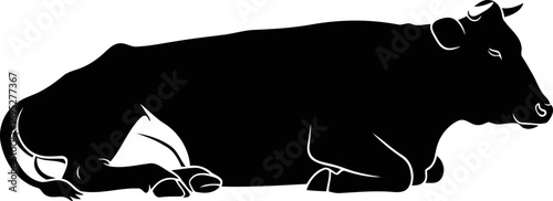 serene cow silhouette a rustic icon of tranquil farm life, isolated on transparent background