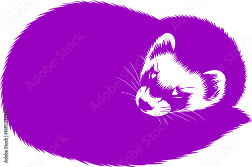 serene purple ferret silhouette a of peaceful slumber and quiet contentment, isolated on transparent background