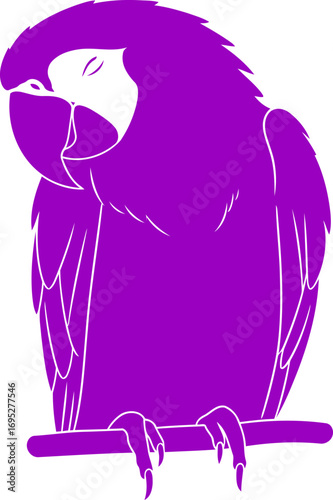serene purple macaw silhouette a tropical dream in art, isolated on transparent background