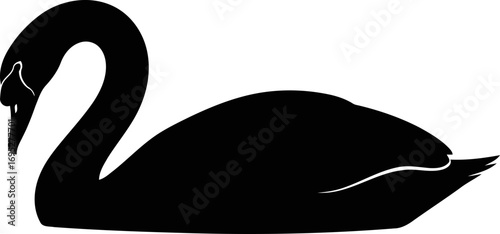 serene swan silhouette elegant icon of graceful waterfowl beauty and peaceful nature, isolated on transparent background