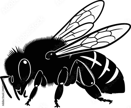 silhouette of a busy bee a monochrome emblem of natures industriousness and sweetness, isolated on transparent background