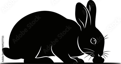 silhouette of a bunnyts quiet meal a masterpiece of peaceful serenity and gentle delicacy, isolated on transparent background
