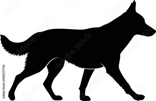 silhouette of a canine in motion elegant stride, graphic, loyal companion, isolated on transparent background