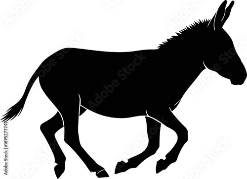 silhouette of a donkeys energetic gallop a symbol of freedom and rustic charm, isolated on transparent background