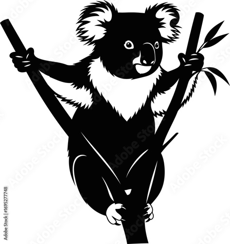silhouette of a koala australian icon, peaceful arboreal charm, eucalyptus dreams, isolated on transparent background