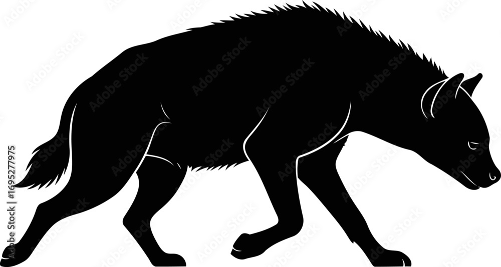 Obraz premium striking hyena silhouette icon of african savanna stealth and nocturnal prowl, isolated on transparent background