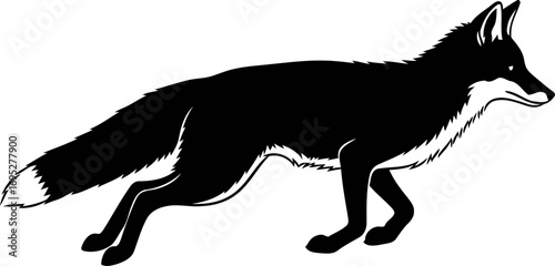 silhouette of a stealthy fox a symbol of cunning, agility, and wild beauty, isolated on transparent background