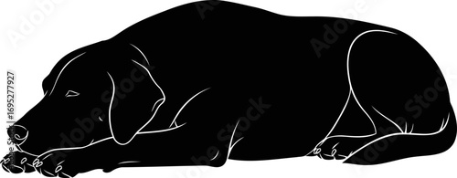 sleeping dog silhouette icon of canine peace and loyal companionship, isolated on transparent background