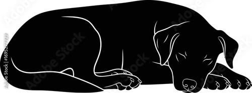 sleeping dog silhouette emblem of canine peace, sweet dreams, and loyal companionship, isolated on transparent background