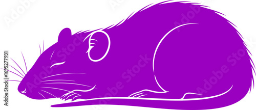 sleeping purple mouse silhouette a icon of sweet dreams and quiet night, isolated on transparent background