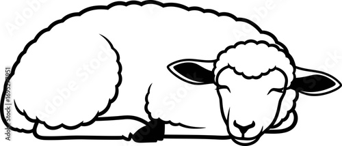 sleeping sheeps sweet dreams a silhouette of peaceful farm animal rest, isolated on transparent background