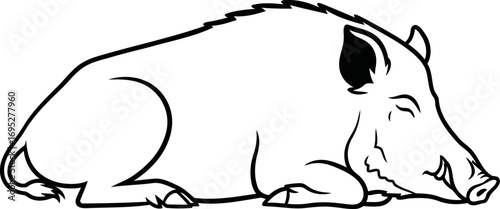 sleeping wild boar silhouette icon of forest peace, tranquil nature, and serene rest, isolated on transparent background