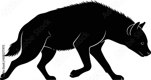 striking hyena silhouette icon of african savanna stealth and nocturnal prowl, isolated on transparent background