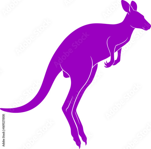 vibrant purple kangaroo silhouette a icon of aussie spirit, boundless energy, and outback freedom, isolated on transparent background