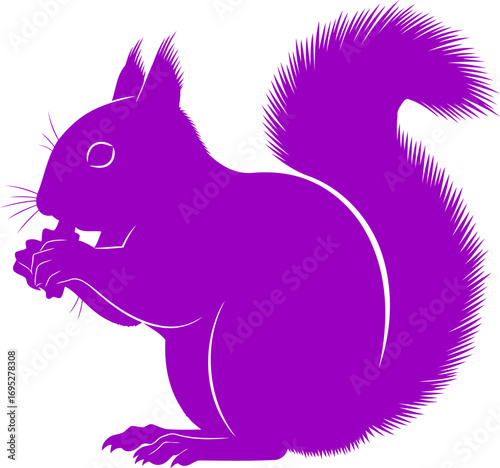 violet squirrel silhouette a whimsical moment of quiet joy, natures gentle delight, vibrant purple rodent, isolated on transparent background