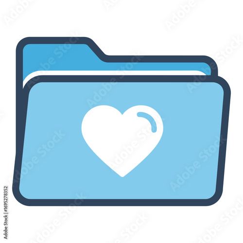 Art of folder icon with a heart symbol, signifying important documents, saved files, or cherished information in a digital or physical archive