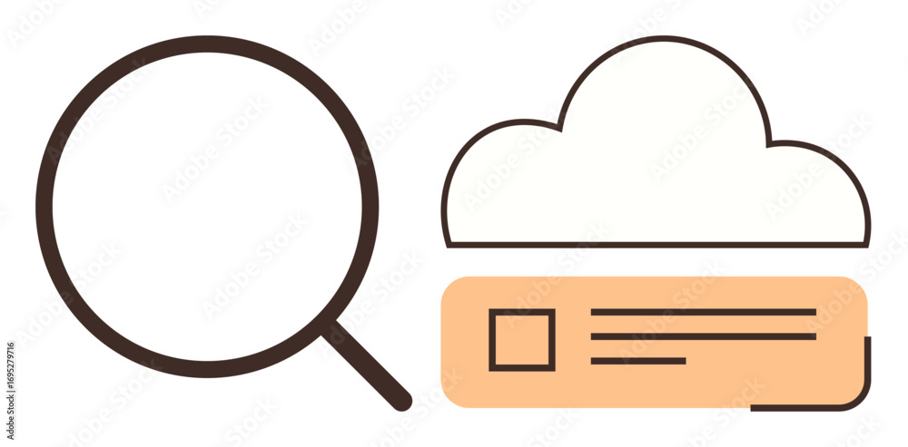 custom made wallpaper toronto digitalMagnifying glass beside cloud with a file represents searching, analyzing, and accessing online data. Ideal for cloud computing, file management, data analysis, technology, research, information