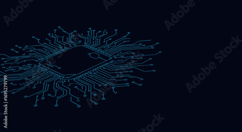 Abstract blue circuit board illustration representing technology and connections