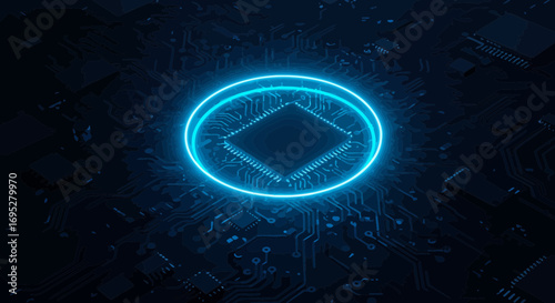 Futuristic glowing circuit board concept illustrating advanced technology systems