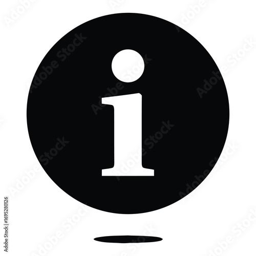 Art of black information icon isolated on white background for user interface design, web development, and informative visual communication