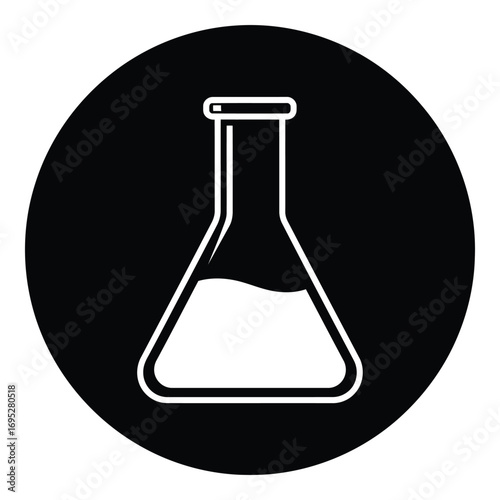 Art of laboratory flask icon isolated on white background, representing chemistry, science, and experimentation in a minimalist and modern design