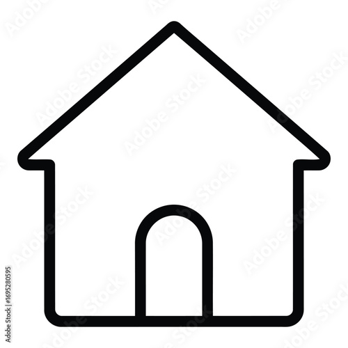 Art of simple house icon isolated on white background representing home, residence, property, real estate, and family living in a comfortable space