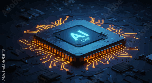Futuristic artificial intelligence chip concept for modern technology solutions