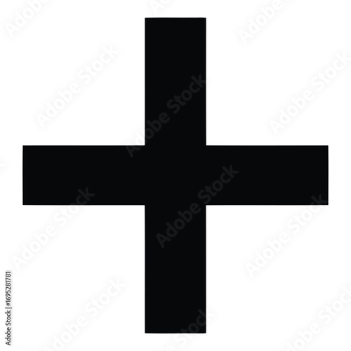 Art of simple black plus sign isolated on white background for mathematical addition or medical aid symbol, a positive mark for health