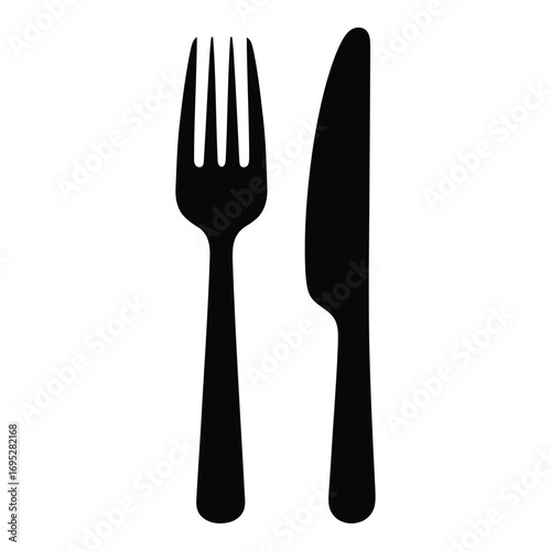 Art of elegant fork and knife isolated on white background, representing dining experience and culinary arts with simple and elegant design