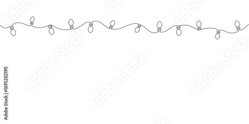 Continuous one line art of String lights for Christmas and New year decoration
